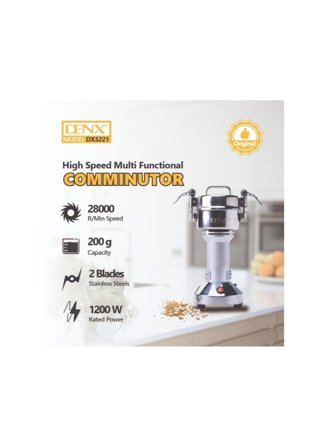 دينكس مطحنة كهربائية بقوة 1200 واط وسعة 200 غرام، وسرعة طحن عالية تبلغ 28000 دورة في الدقيقة للقهوة والتوابل والمكسرات والأعشاب والحبوب - مثالية للاستخدام المنزلي والمطاعم والفنادق DX3221 - Image 3